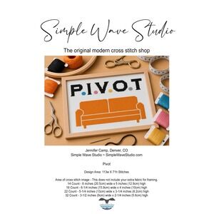 Pivot Friends Cross Stitch Pattern Orange Sofa Sitcom Pop Culture DIY